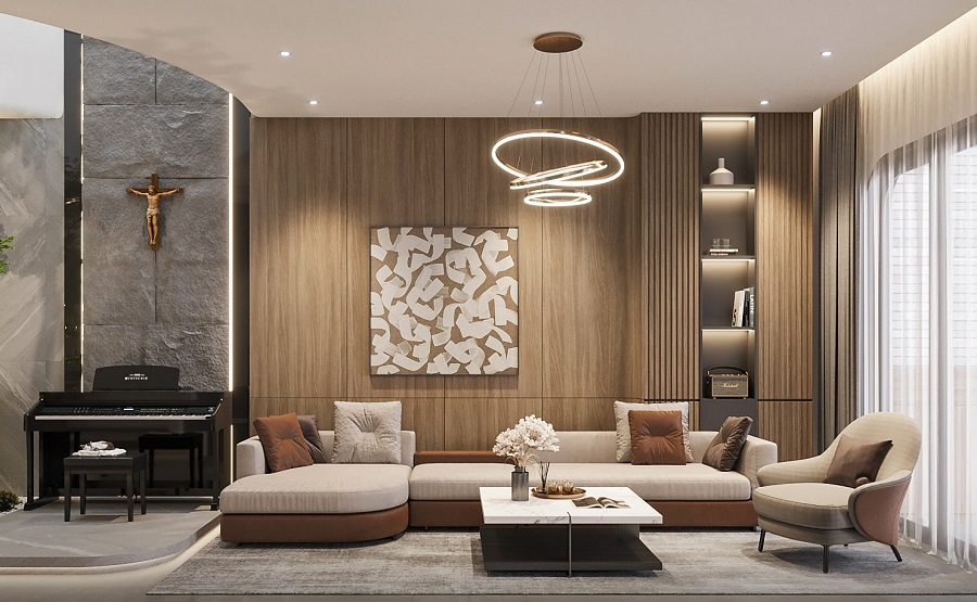 Nội thất Tân Trường Minh cải tạo không gian làm việc Vietjet bằng tấm ốp than tre